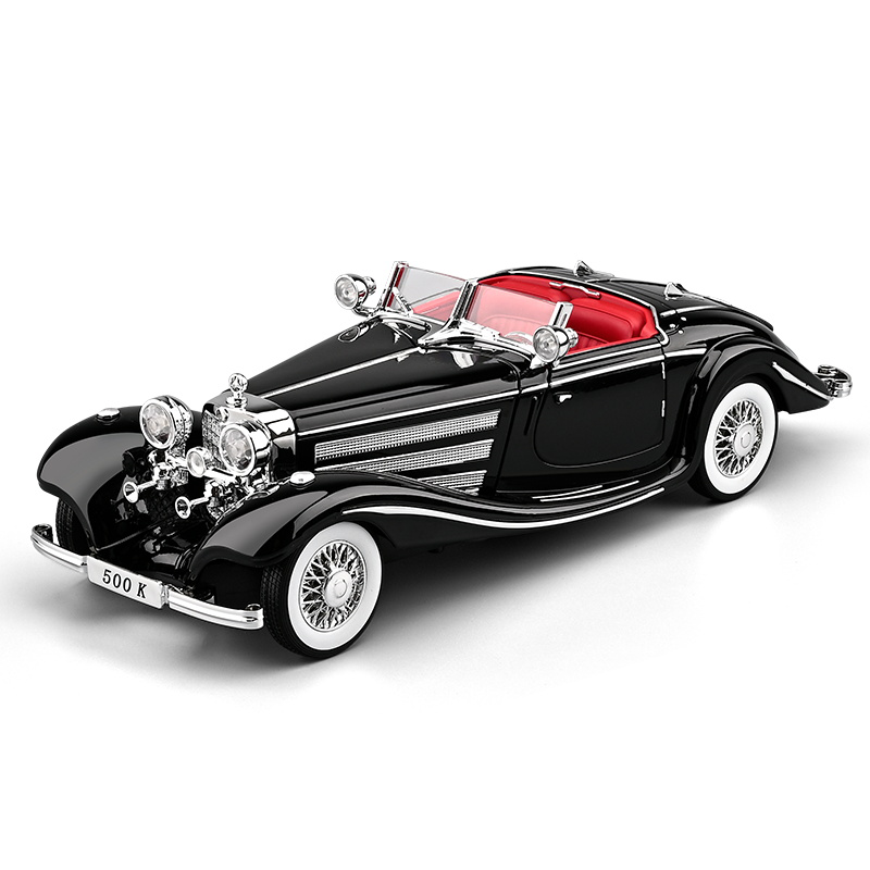Chezhi 1:18 Scale Die-Cast Alloy Model Toy Compatible with Mercedes-Benz 500K - Opening Doors, Sound & Light, Pull-Back Function, Shock Absorption, Steering & Horn - Classic Vintage Car Collection