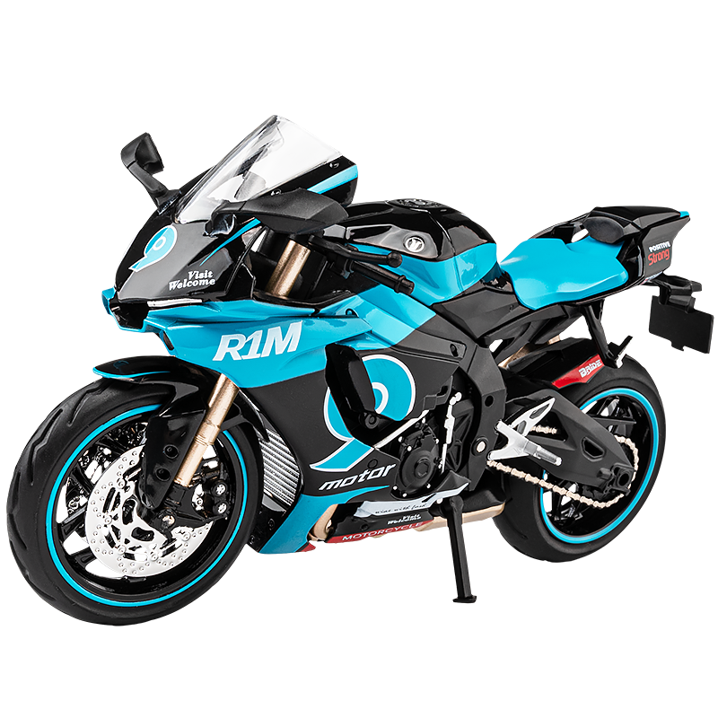 Jiaye 1:12 Scale Die-Cast Alloy Motorcycle Model Toy Compatible with Yamaha YZF-R1M - Sound & Light, Steering & Shock Absorption - Superbike Collection