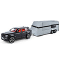 XHD 1:32 Die-Cast Alloy Model - Compatible with Rolls-Royce Cullinan & Travel Trailer - Luxury Caravan Set with Opening Doors, Sound & Light, Pull-Back Action & Shock Absorption