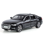 Haochi 1:32 Licensed Audi A6L Die-Cast Alloy Model - Official Executive Sedan with Opening Doors, Realistic Sound & Light, Pull-Back Action, Shock Absorption & Steering