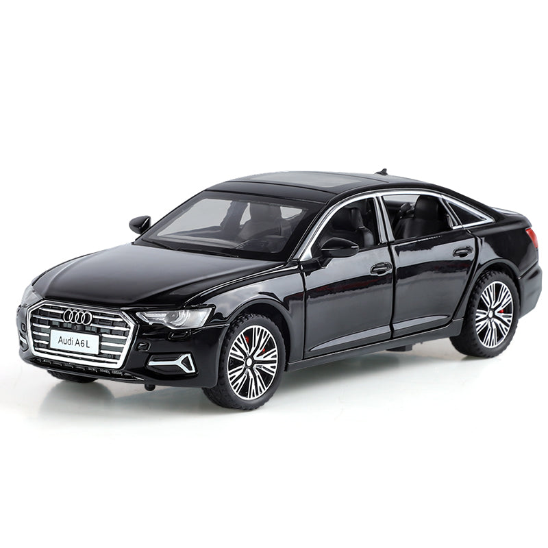 Haochi 1:32 Licensed Audi A6L Die-Cast Alloy Model - Official Executive Sedan with Opening Doors, Realistic Sound & Light, Pull-Back Action, Shock Absorption & Steering