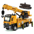 XHD 1:35 Scale Mobile Crane Engineering Vehicle Die-Cast Alloy Model Toy with Simulated Logs - Extendable & Elevating Boom, Opening Doors, Sound & Light, Pull-Back Function - Construction Vehicle Collection