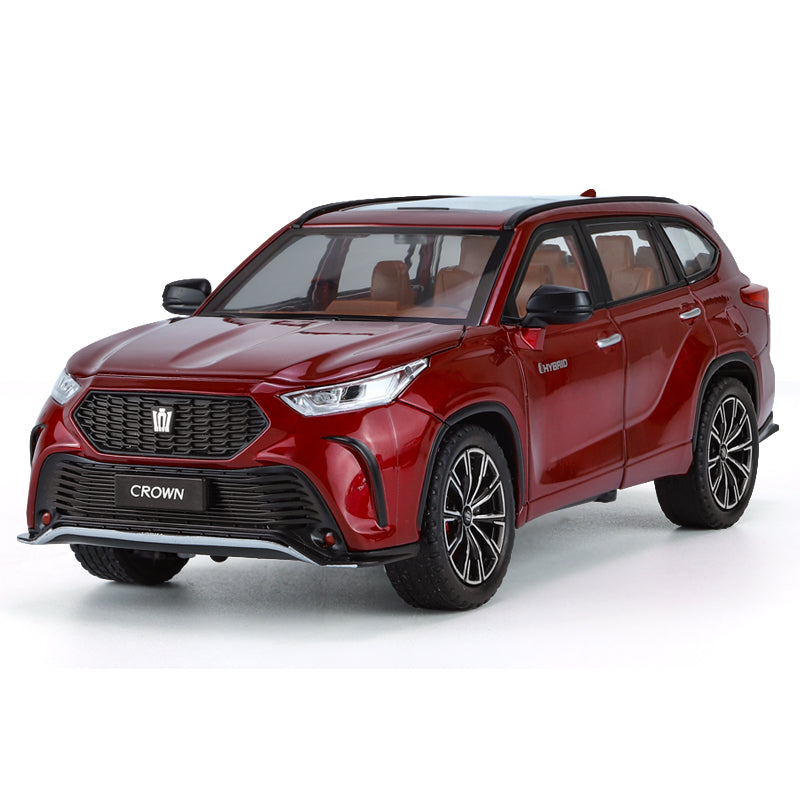 Jinglifang 1:24 Scale Die-Cast Alloy Model Toy Compatible with Toyota Crown Kluger - Opening Doors, Sound & Light, Pull-Back Function, Shock Absorption, Steering, Foldable Mirrors & Adjustable Seats - Family SUV Collection
