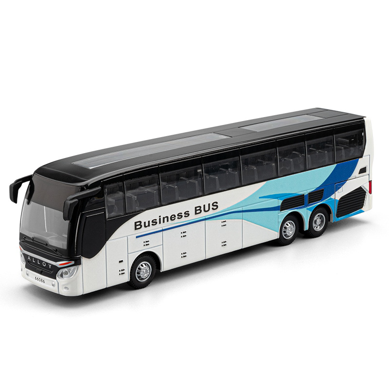Chezhi 1:30 Scale Die-Cast Alloy Business Bus Model Toy - Opening Doors, Sound & Light, Pull-Back Function with Interior Ambient Lighting - Commercial Vehicle Collection