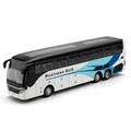 Chezhi 1:30 Scale Die-Cast Alloy Business Bus Model Toy - Opening Doors, Sound & Light, Pull-Back Function with Interior Ambient Lighting - Commercial Vehicle Collection