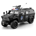 Chezhi 1:20 Die-Cast Alloy Police Car Model - Dongfeng Mengshi Style, with Extendable Winch, Opening Doors, Sound & Light, Pull-Back Action, Shock Absorption & Steering