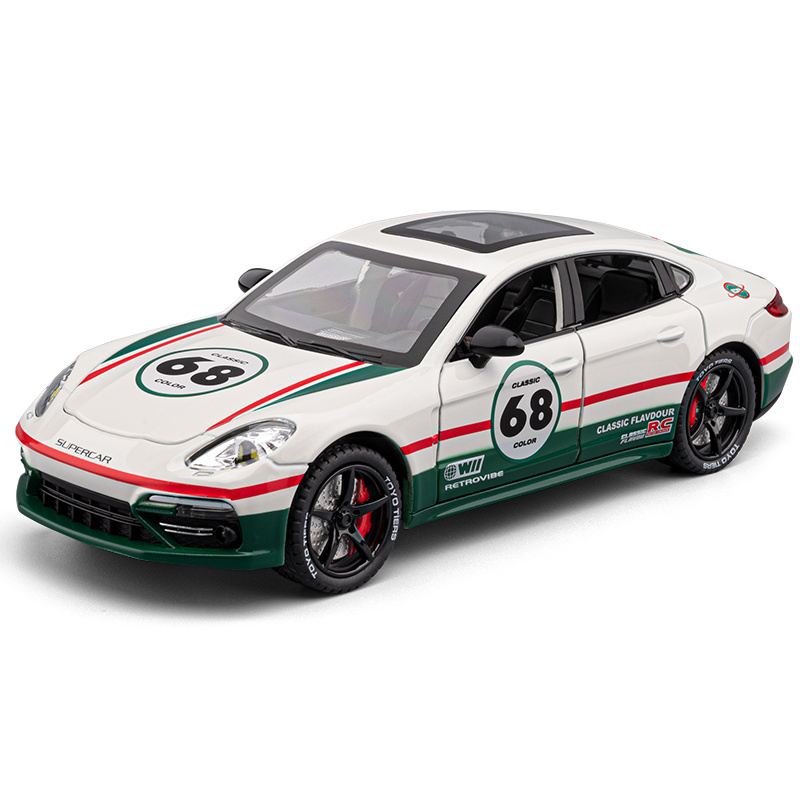 Chezhi 1:24 Track Edition Die-Cast Alloy Model - Compatible with Porsche Panamera - Feature-Packed with Spray Effect, Opening Doors, Realistic Sound & Light, Pull-Back Action, Shock Absorption & Steering
