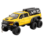 Chezhi 1:24 Die-Cast Alloy Model - Compatible with Dodge Ram Mammoth - Off-Road Pickup Truck with Truck Bed, Roof Rack & Tools, Opening Doors, Sound & Light, Pull-Back, Shock Absorption, Winch & Foldable Mirrors