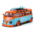 XHD 1:24 Die-Cast Alloy Model - Compatible with Volkswagen T1 Bus - Retro Camper Edition with Removable Roof Rack, Opening Doors, Sound & Light, Pull-Back Action, Shock Absorption & Horn