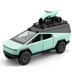 Chezhi 1:32 Die-Cast Alloy Model - Compatible with  Tesla Cybertruck Camping RV with Mini Motorcycle, Opening Doors, Sound & Light, Pull-Back Action & Shock Absorption