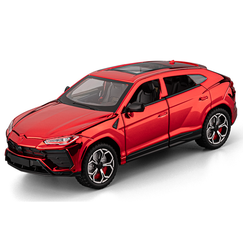 Chezhi 1:24 Scale Chrome Plated Die-Cast Alloy Model Toy Compatible with Lamborghini Urus - Opening Doors, Sound & Light, Pull-Back Function, Shock Absorption, Steering, Horn & Foldable Mirrors - Luxury SUV Collection