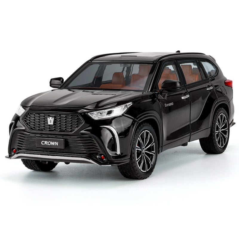 Jinglifang 1:24 Scale Die-Cast Alloy Model Toy Compatible with Toyota Crown Kluger - Opening Doors, Sound & Light, Pull-Back Function, Shock Absorption, Steering, Foldable Mirrors & Adjustable Seats - Family SUV Collection