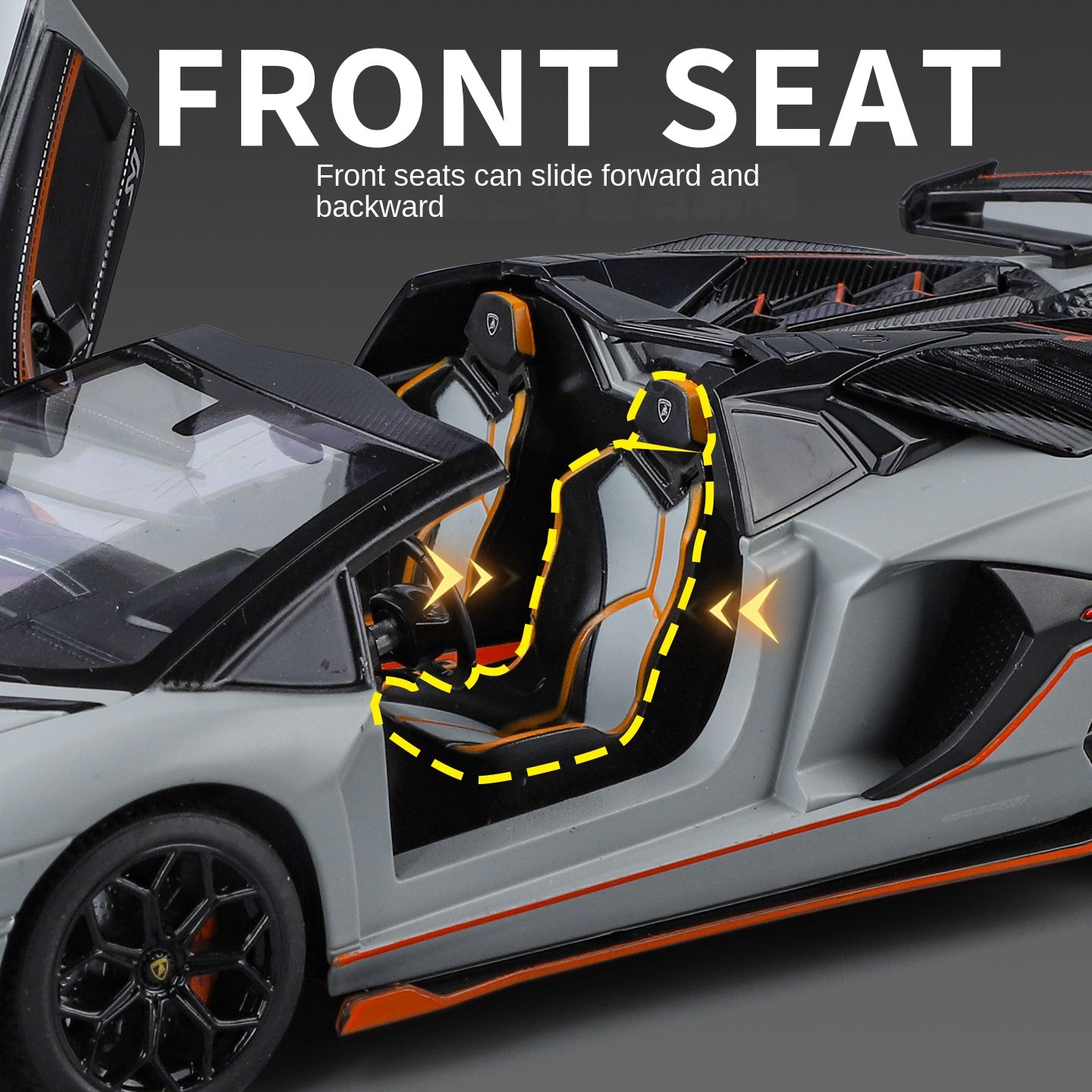 Black Mamba 1:24 Scale Licensed Lamborghini Aventador SVJ63 Die-Cast Alloy Model Toy - Removable Roof, Adjustable Seats, Opening Doors, Sound & Light, Pull-Back Function, Shock Absorption, Steering & Horn - Limited Edition Supercar Collection