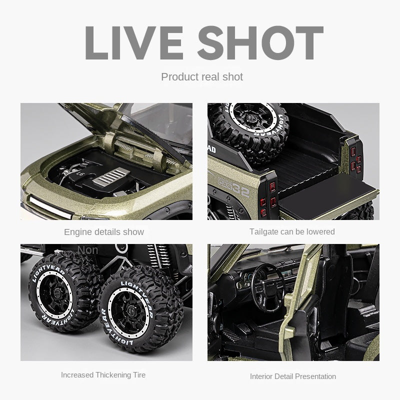 Chezhi 1:24 Scale Die-Cast Alloy Model Toy Compatible with Land Rover Defender 6x6 - Opening Doors, Sound & Light, Pull-Back Function, Shock Absorption & Folding Side Ladder - Extreme Off-Road Collection