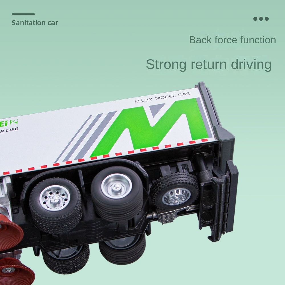 Chimei 1:32 Scale City Sanitation Street Sweeper Die-Cast Alloy Model Toy - Opening Doors, Sound & Light, Pull-Back Function - Municipal Vehicle Collection