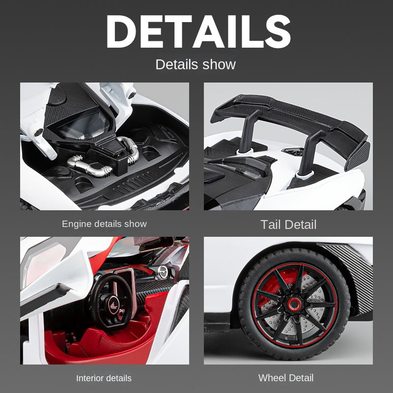 Chezhi 1:24 Die-Cast Alloy Model - Compatible with McLaren Senna - Track-Focused Hypercar with Opening Doors, Sound & Light, Pull-Back Action, Shock Absorption & Steering