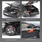 HaoChi 1:24 Scale Licensed Audi RS7 with Grille Flashing Lights Die-Cast Alloy Model Toy - Opening Doors, Sound & Light, Pull-Back Function, Shock Absorption, Steering, Horn & Adjustable Rear Wing - Sports Car Collection