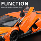 Black Mamba 1:24 Scale Licensed Lamborghini Revuelto Die-Cast Alloy Model Toy - Opening Doors, Sound & Light, Pull-Back Function, Shock Absorption, Steering, Horn & Adjustable Rear Wing - Hybrid Hypercar Collection