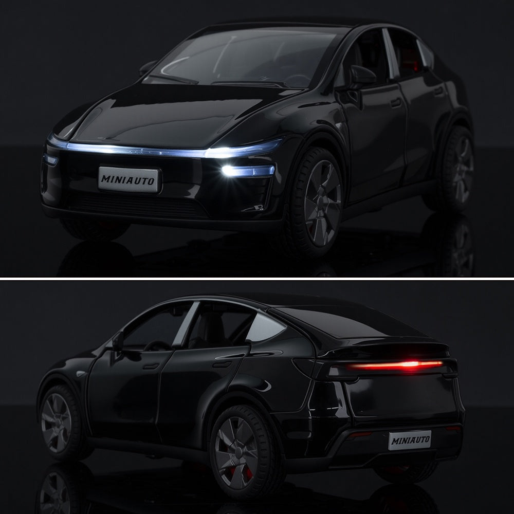 Jianyuan 1:32 Die-Cast Alloy Model - Compatible with Tesla Model Y - Electric SUV with Opening Doors, Sound & Light, Pull-Back Action, Horn & Foldable Mirrors