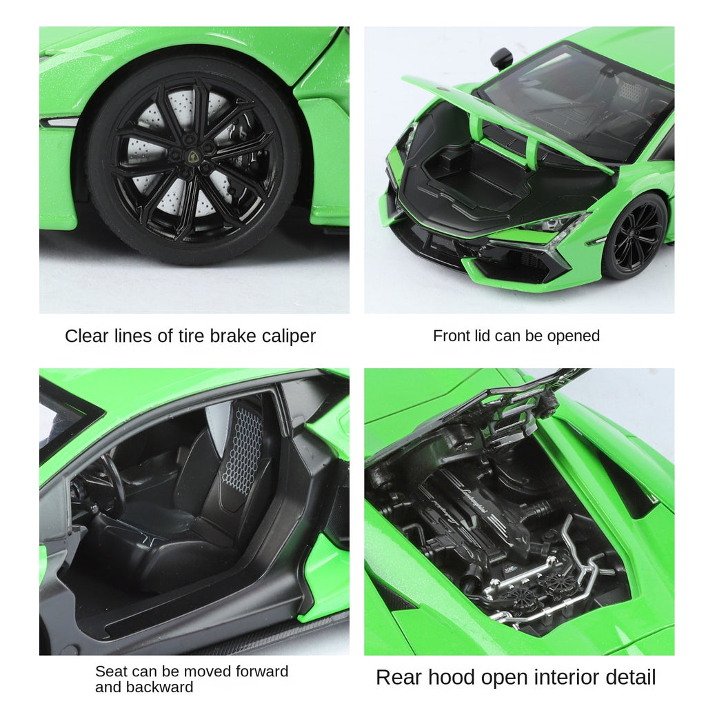 Black Mamba 1:18 Scale Licensed Lamborghini Reventón Die-Cast Alloy Model Toy - Opening Doors, Sound & Light, Shock Absorption, Steering, Horn, Adjustable Seats & Adjustable Rear Wing - Limited Edition Hypercar Collection