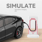 Chezhi 1:24 Die-Cast Alloy Model - Compatible with Tesla Model 3 & Travel Trailer - Electric Vehicle Caravan Set with Opening Doors, Sound & Light, Pull-Back Action, Shock Absorption & Steering