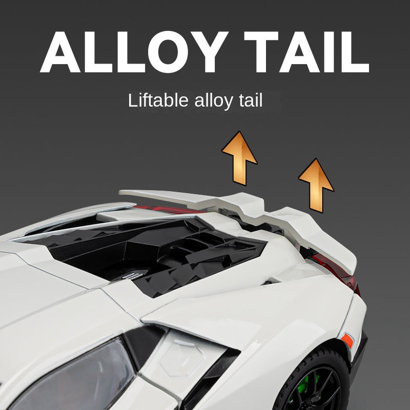 Chezhi 1:24 Die-Cast Alloy Model - Compatible with Lamborghini Revuelto - Flagship Hybrid Hypercar with Opening Doors, Sound & Light, Pull-Back Action, Shock Absorption, Steering, Horn & Adjustable Rear Wing