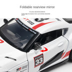 Jianyuan 1:32 Licensed Toyota GR Supra GT4 Die-Cast Alloy Model - Official GT4 Race Car with Opening Doors, Sound & Light, Pull-Back Action, Horn & Foldable Mirrors