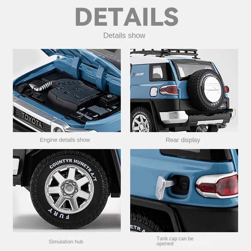 Chezhi 1:24 Licensed Toyota FJ Cruiser Die-Cast Alloy Model - Official Off-Road SUV with Opening Doors, Sound & Light, Pull-Back Action, Shock Absorption, Steering, Horn, Opening Fuel Cap & Foldable Mirrors