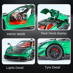 XHD 1:24 Spray Edition Die-Cast Alloy Model - Compatible with Pagani Huayra BC - Ultimate Hypercar with Opening Doors, Sound & Light, Pull-Back Action, Shock Absorption & Steering