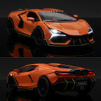 Jianyuan 1:32 Scale Die-Cast Alloy Model Toy Compatible with Mansory Lamborghini Aventador - Opening Doors, Sound & Light, Pull-Back Function, Horn & Adjustable Rear Wing - Tuned Supercar Collection