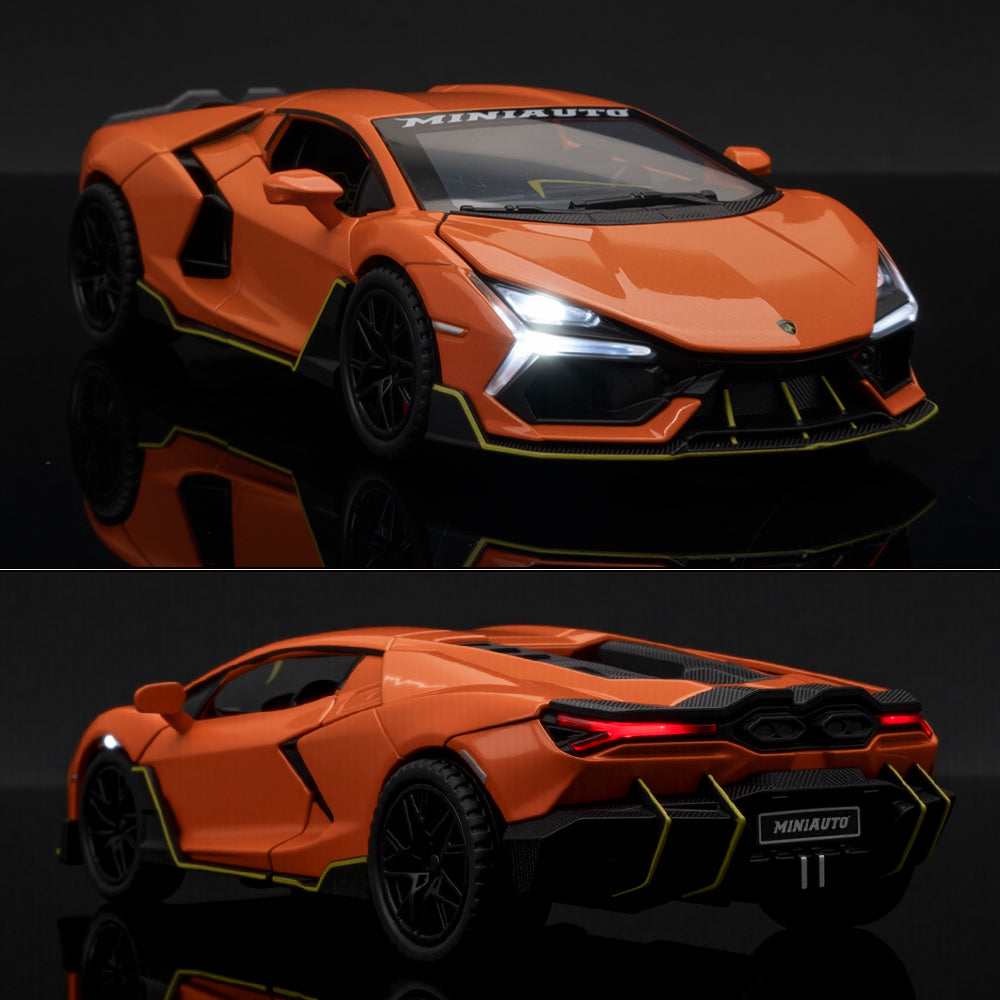 Jianyuan 1:32 Scale Die-Cast Alloy Model Toy Compatible with Mansory Lamborghini Aventador - Opening Doors, Sound & Light, Pull-Back Function, Horn & Adjustable Rear Wing - Tuned Supercar Collection