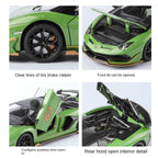 Black Mamba 1:24 Scale Licensed Lamborghini Aventador SVJ63 Die-Cast Alloy Model Toy - Removable Roof, Adjustable Seats, Opening Doors, Sound & Light, Pull-Back Function, Shock Absorption, Steering & Horn - Limited Edition Supercar Collection