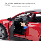 Jianyuan 1:32 Die-Cast Alloy Model - Compatible with Tesla Model Y - Electric SUV with Opening Doors, Sound & Light, Pull-Back Action, Horn & Foldable Mirrors
