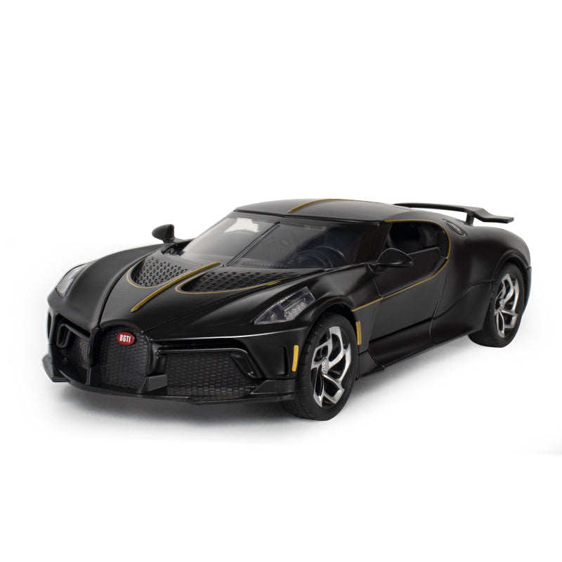 Black Mamba 1:24 Die-Cast Alloy Model - Compatible with Bugatti La Voiture Noire - One-of-One Hypercar with Opening Doors, Sound & Light, Pull-Back Action & Adjustable Rear Wing