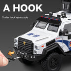 Chezhi 1:24 Scale Licensed Leopard Armored Riot Vehicle Die-Cast Alloy Model Toy - Retractable Winch, Folding Steps, Opening Doors, Sound & Light, Pull-Back Function, Shock Absorption & Steering - Law Enforcement Vehicle Collection