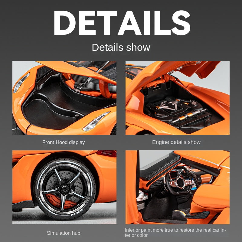 Chezhi 1:24 Scale Die-Cast Alloy Model Toy Compatible with Koenigsegg Jesko - Opening Doors, Sound & Light, Pull-Back Function, Shock Absorption, Steering & Horn - Hypercar Collection