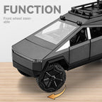 Chezhi 1:24 Scale Die-Cast Alloy Model Toy Compatible with Tesla Cybertruck Camper - with Mini Motorcycle, Openable Multi-Level Roof, Rotatable Kitchenware, Opening Doors, Sound & Light, Pull-Back Function & Shock Absorption