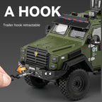 Chezhi 1:24 Licensed “Sabertooth” Armored Riot Control Vehicle Die-Cast Alloy Model - Official Police Tactical Vehicle with Extendable Winch, Foldable Running Board, Opening Doors, Sound & Light, Pull-Back Action, Shock Absorption & Steering