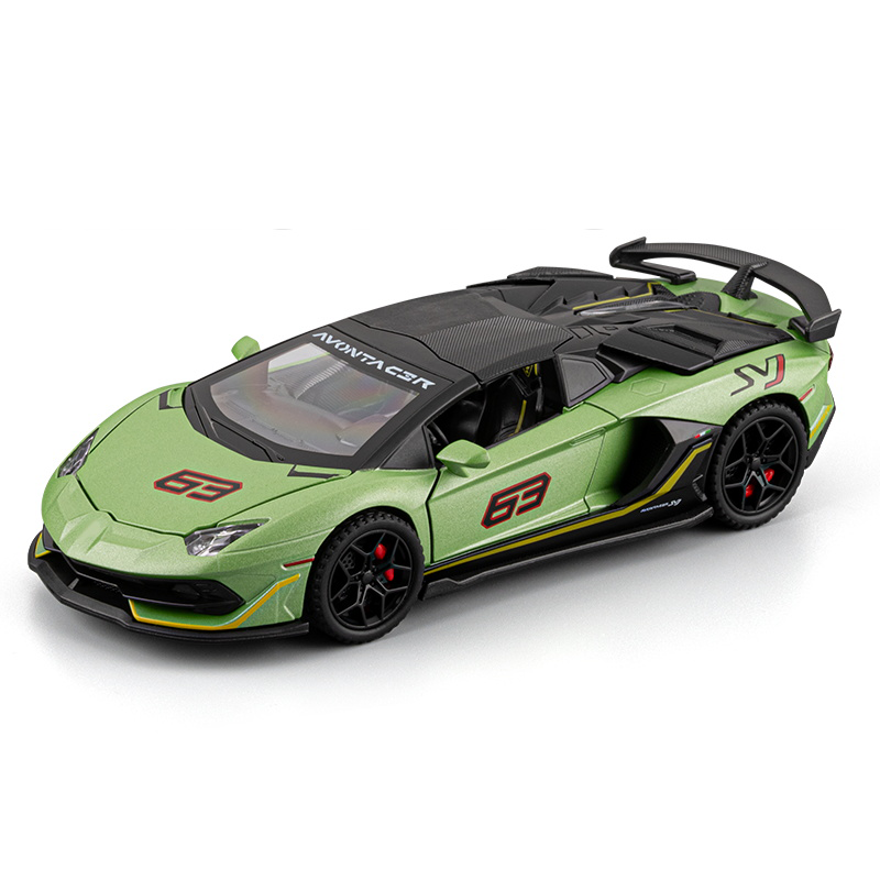 Chezhi 1:32 Scale Die-Cast Alloy Model Toy Compatible with Lamborghini Aventador SVJ63 - Removable Roof, Opening Doors, Sound & Light, Pull-Back Function - Limited Edition Supercar Collection