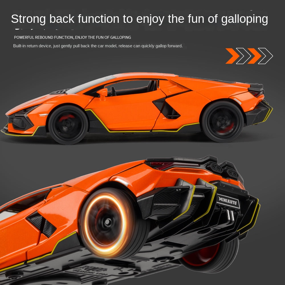 Jianyuan 1:32 Scale Die-Cast Alloy Model Toy Compatible with Mansory Lamborghini Aventador - Opening Doors, Sound & Light, Pull-Back Function, Horn & Adjustable Rear Wing - Tuned Supercar Collection