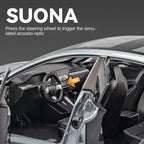 Chezhi 1:24 Die-Cast Alloy Model - Compatible with Tesla Model 3 & Travel Trailer - Electric Vehicle Caravan Set with Opening Doors, Sound & Light, Pull-Back Action, Shock Absorption & Steering