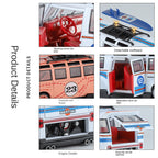XHD 1:24 Die-Cast Alloy Model - Compatible with Volkswagen T1 Bus - Retro Camper Edition with Removable Roof Rack, Opening Doors, Sound & Light, Pull-Back Action, Shock Absorption & Horn