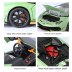 Lamborghini Aventador SVJ63 Black Mamba a escala 1:18, modelo de aleación fundida a presión con licencia: techo desmontable, puertas que se abren, sonido e iluminación, amortiguación, dirección y bocina. Colección de superdeportivos de edición limitada.
