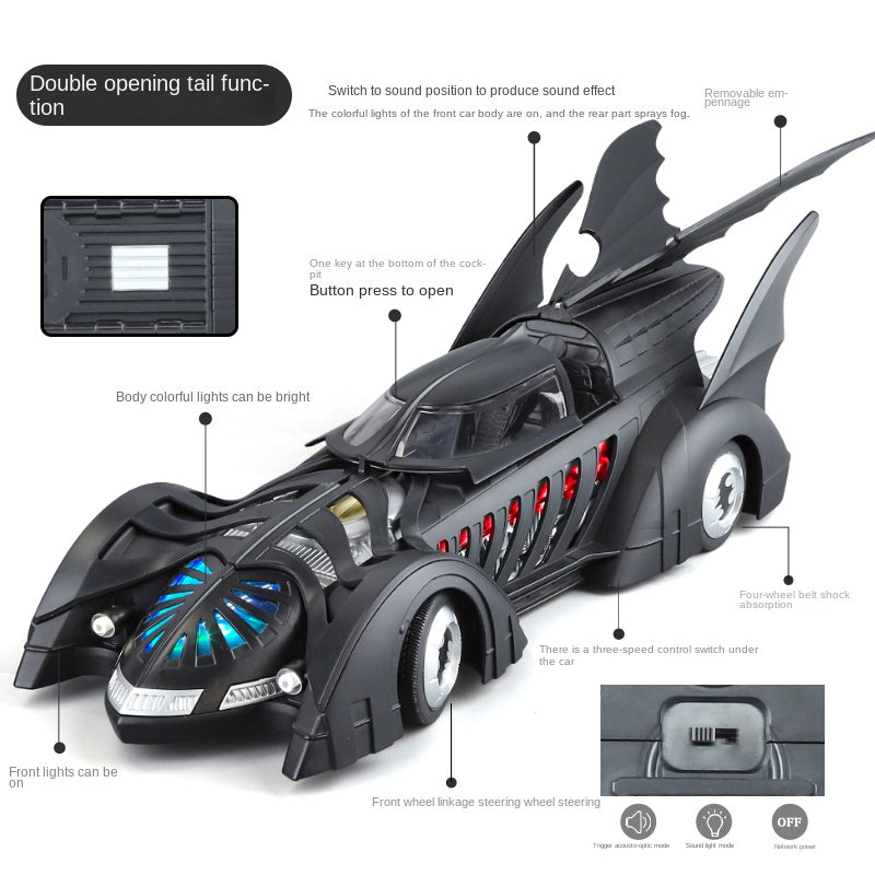 QiYi 1:18 Licensed 1995 Batmobile Die-Cast Alloy Model - Official Batman Forever Movie Replica with Spray Effect, Opening Doors, Sound & Light