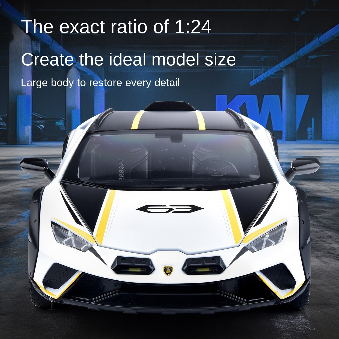 Black Mamba 1:24 Scale Licensed Lamborghini Huracán Die-Cast Alloy Model Toy - Opening Doors, Sound & Light, Pull-Back Function, Shock Absorption, Steering, Horn & Adjustable Seats - Supercar Collection