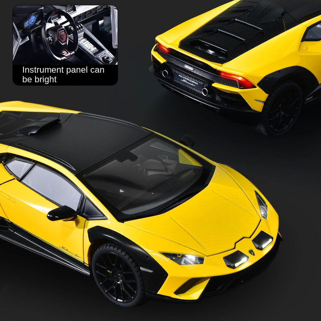 Black Mamba 1:24 Scale Licensed Lamborghini Huracán Die-Cast Alloy Model Toy - Opening Doors, Sound & Light, Pull-Back Function, Shock Absorption, Steering, Horn & Adjustable Seats - Supercar Collection
