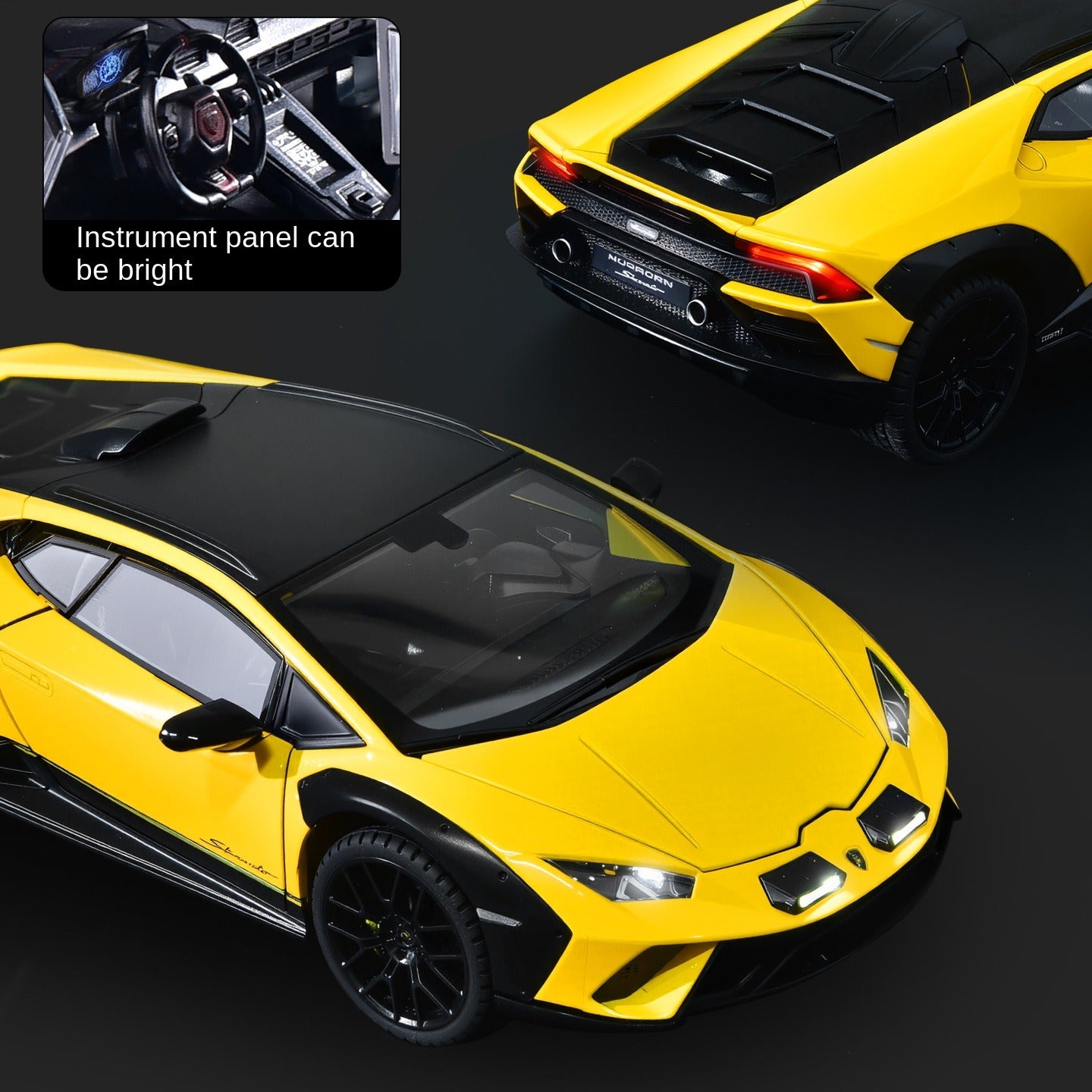 Black Mamba 1:24 Scale Licensed Lamborghini Huracán Die-Cast Alloy Model Toy - Opening Doors, Sound & Light, Pull-Back Function, Shock Absorption, Steering, Horn & Adjustable Seats - Supercar Collection