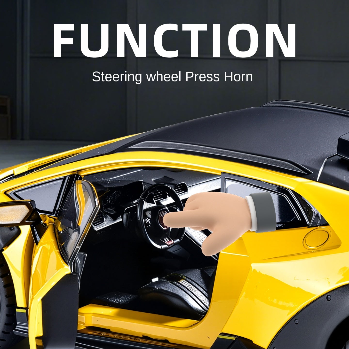 Black Mamba 1:24 Scale Licensed Lamborghini Huracán Die-Cast Alloy Model Toy - Opening Doors, Sound & Light, Pull-Back Function, Shock Absorption, Steering, Horn & Adjustable Seats - Supercar Collection