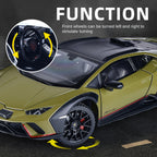 Black Mamba 1:24 Scale Licensed Lamborghini Huracán Die-Cast Alloy Model Toy - Opening Doors, Sound & Light, Pull-Back Function, Shock Absorption, Steering, Horn & Adjustable Seats - Supercar Collection