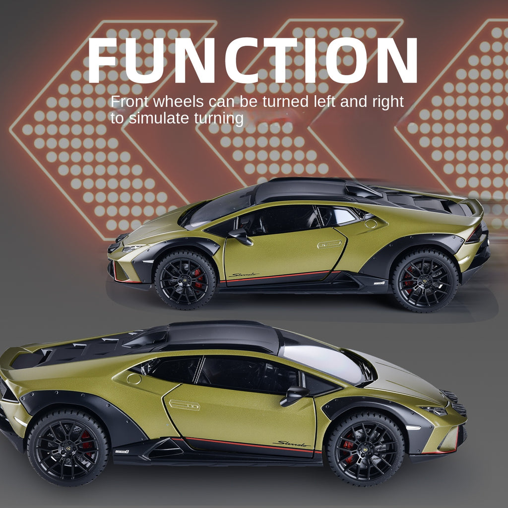 Black Mamba 1:24 Scale Licensed Lamborghini Huracán Die-Cast Alloy Model Toy - Opening Doors, Sound & Light, Pull-Back Function, Shock Absorption, Steering, Horn & Adjustable Seats - Supercar Collection